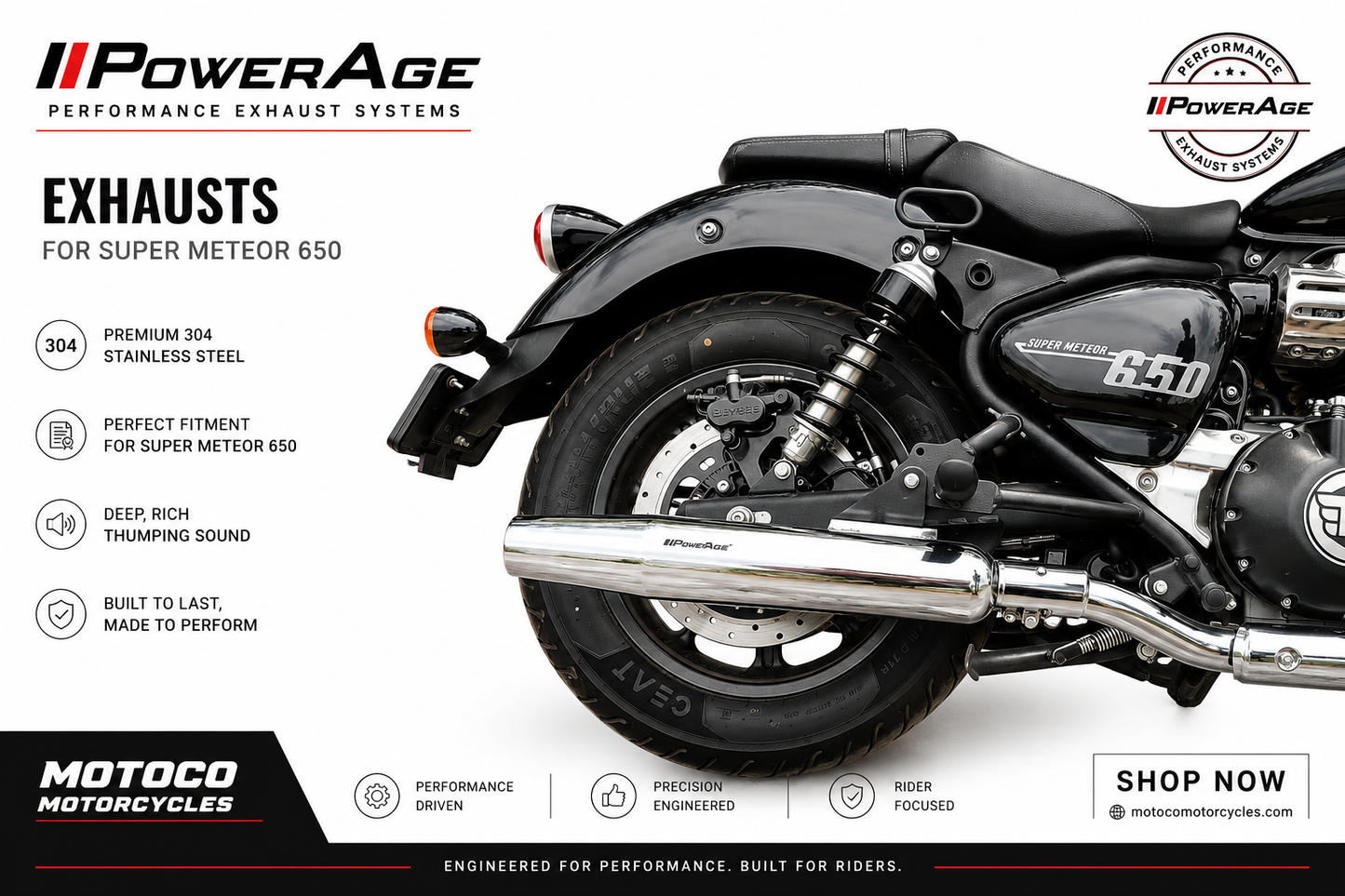 PoweRage Exhaust for Royal Enfield Super Meteor 650