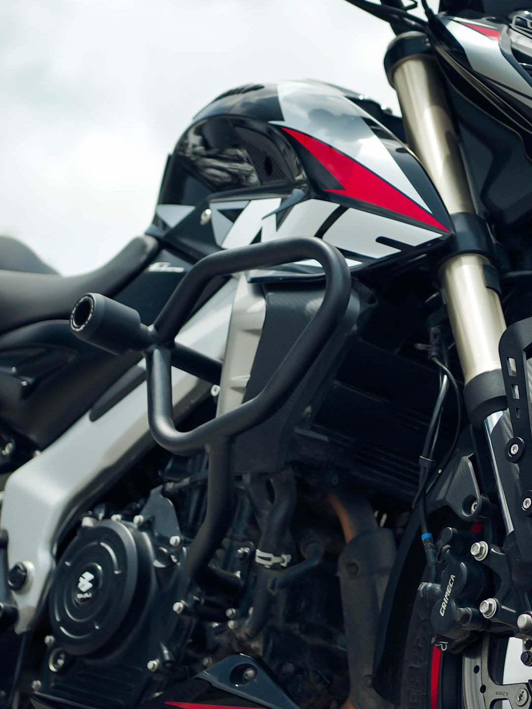 Bajaj Pulsar NS400Z Pegasus Crash Guard With Slider - Front View