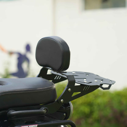 Rear luggage rack with passenger backrest on a Royal Enfield Shotgun 650