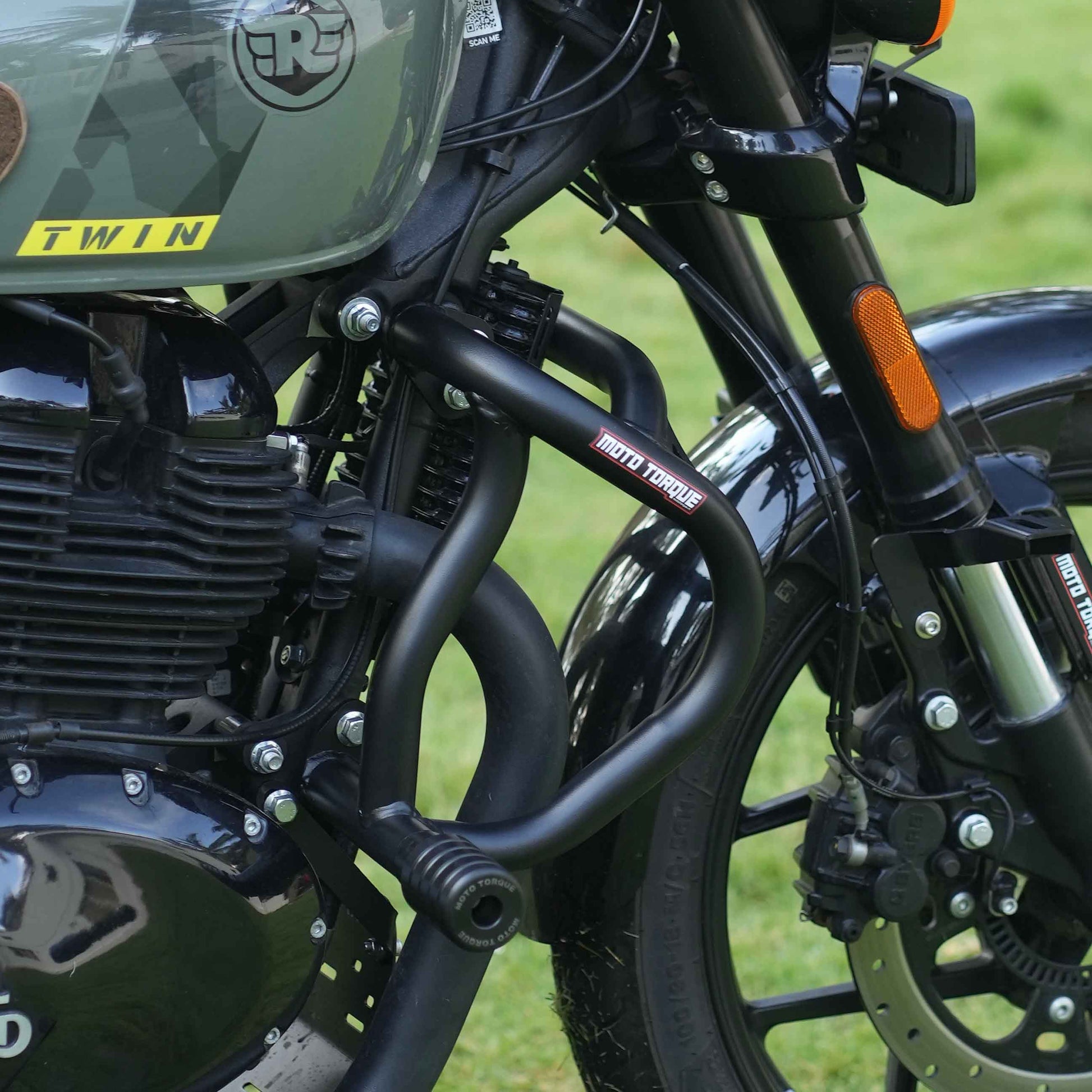Hawk Crash Guard V2 mounted on a Royal Enfield Shotgun 650