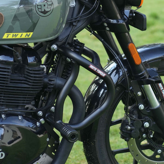 Hawk Crash Guard V2 mounted on a Royal Enfield Shotgun 650