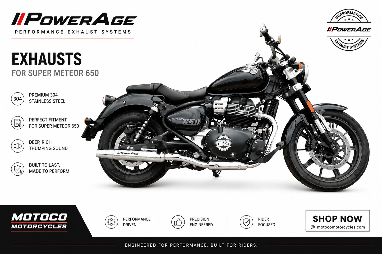 PoweRage Exhaust for Royal Enfield Super Meteor 650