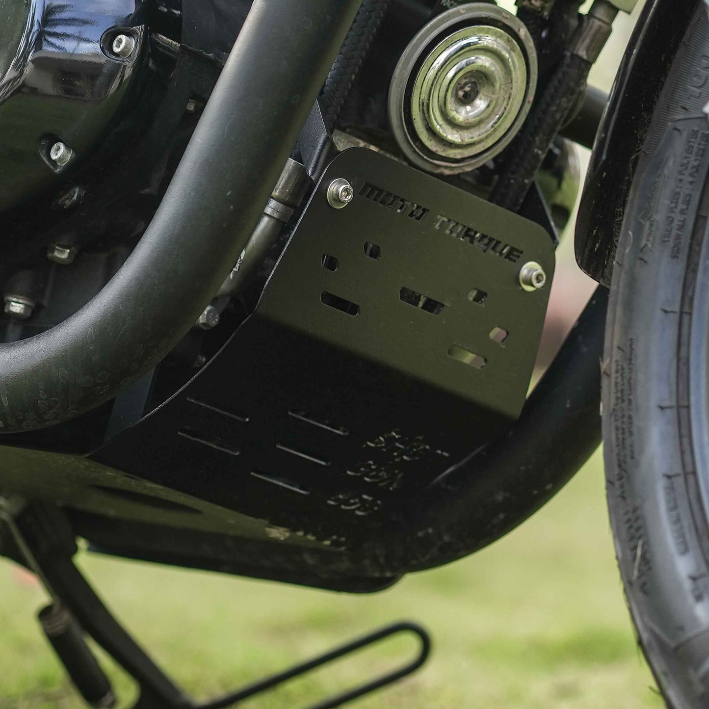 Engine guard fitted to a Royal Enfield Shotgun 650