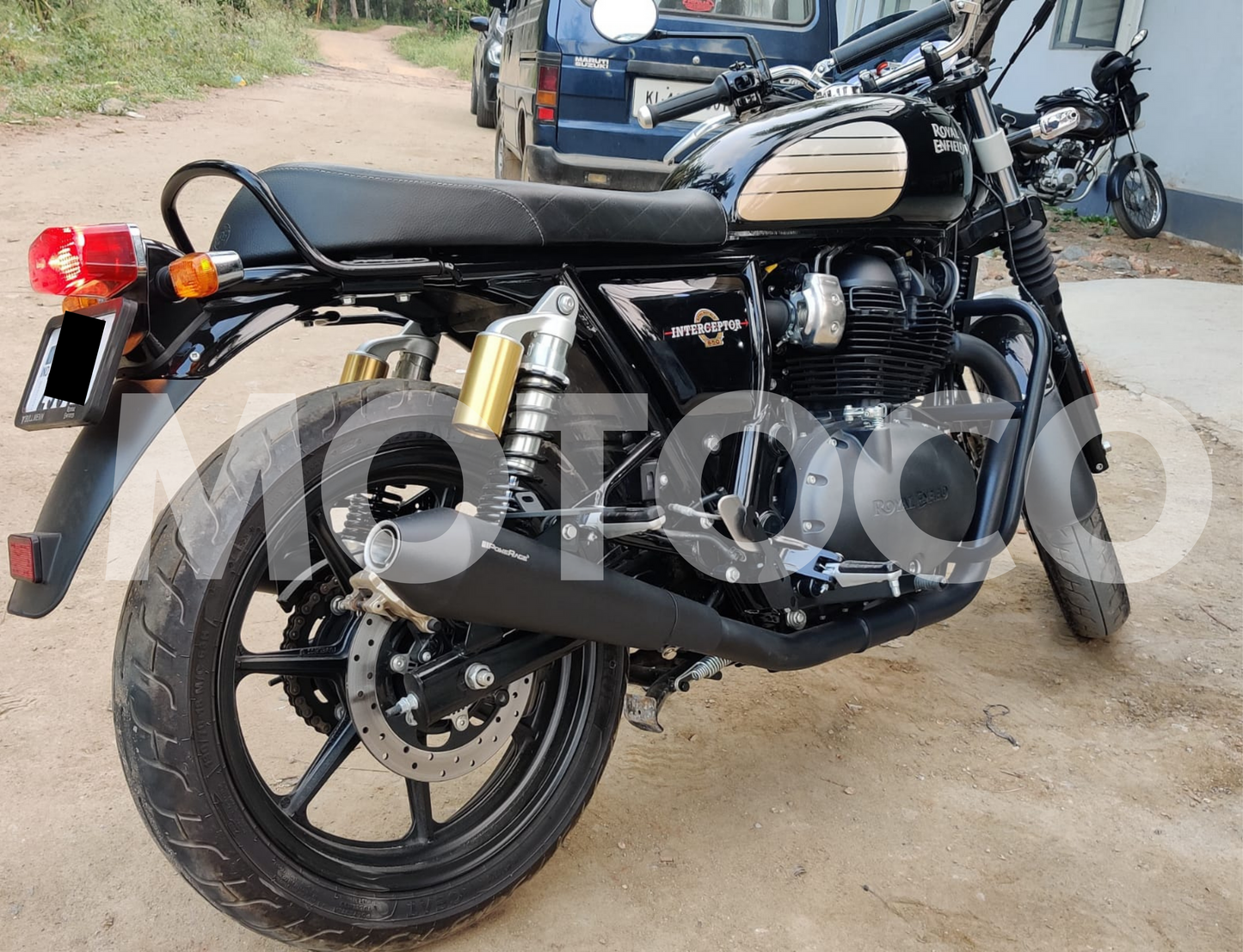 Black Finish Powerage Short Exhaust Compatible for Royal Enfield Interceptor 650 & Continental GT 650