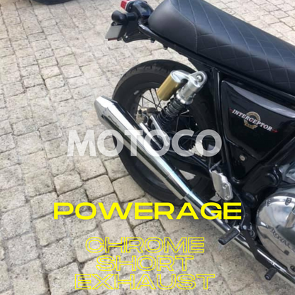 Chrome Finish Powerage Short Exhaust Compatible for Royal Enfield Interceptor 650 & Continental GT 650