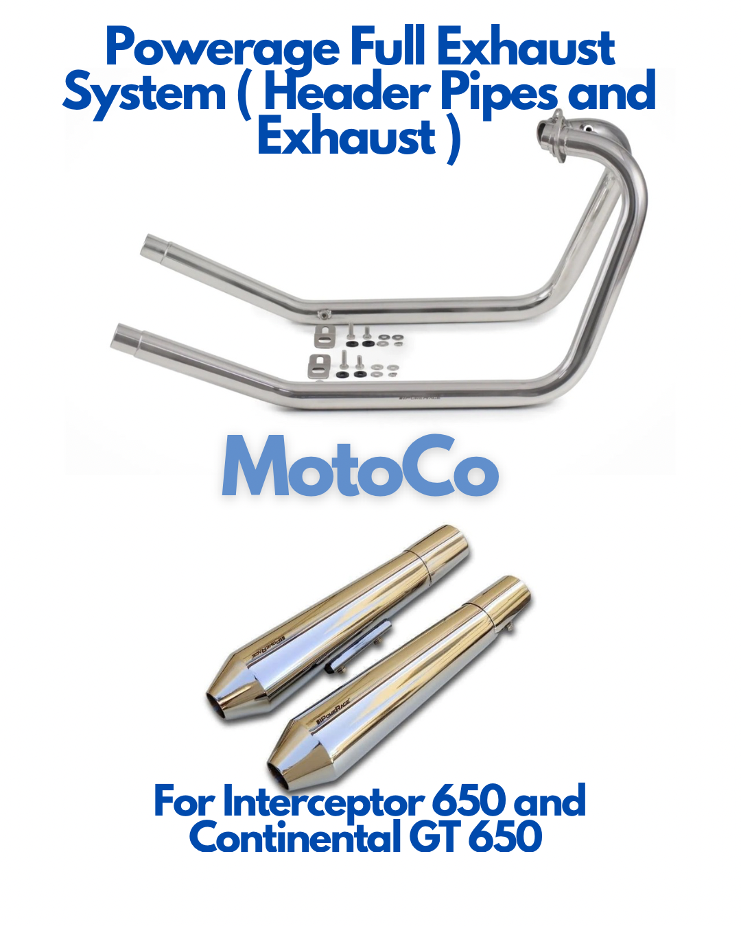 Chrome Finish Powerage Short Exhaust for Interceptor 650 & Continental GT 650 | Performance Slip-On & Headers