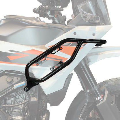 KTM 390 Adventure 2025 Crash Guard - Gloss Black, angle view