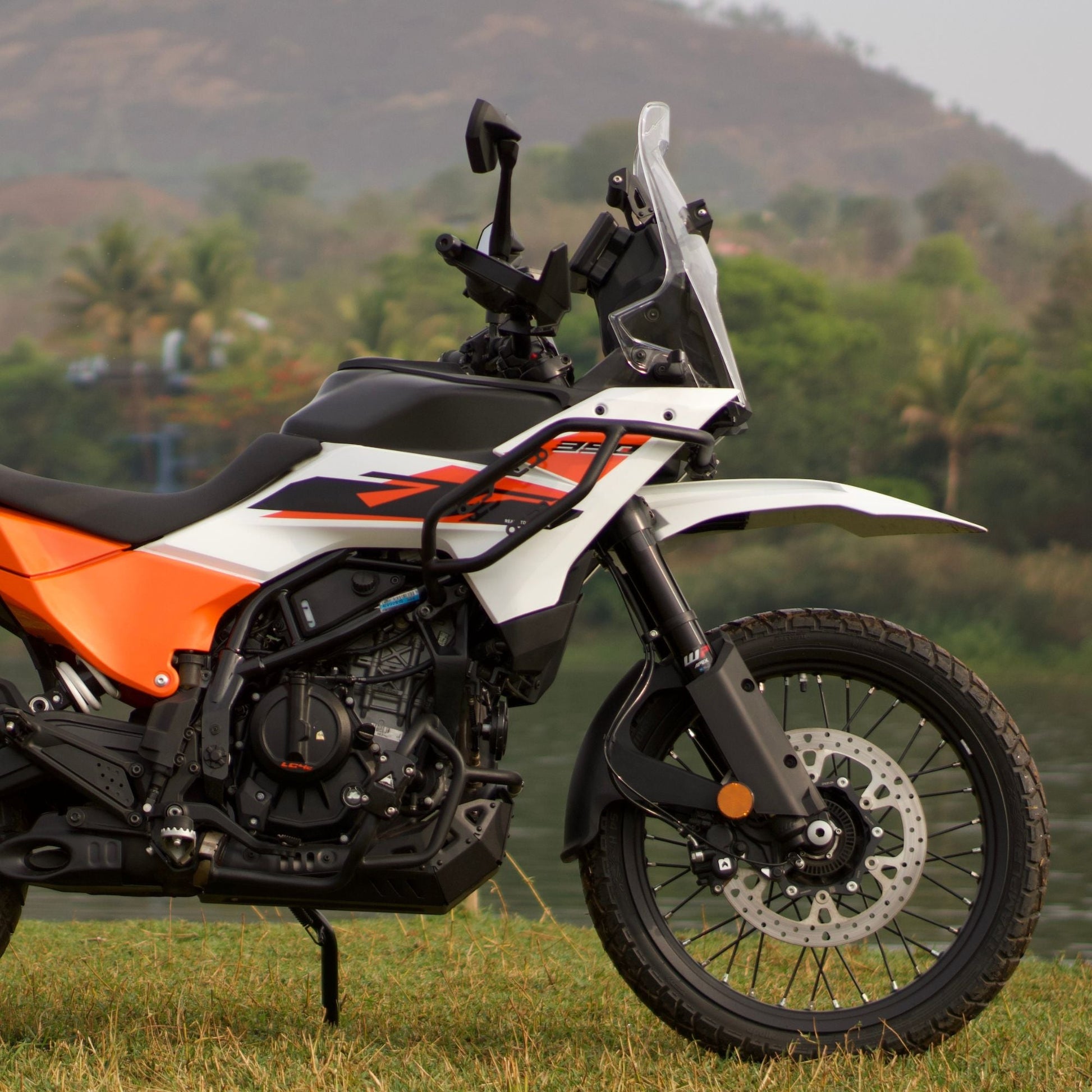 KTM 390 Adventure 2025 Crash Guard - Textured Black, angle view