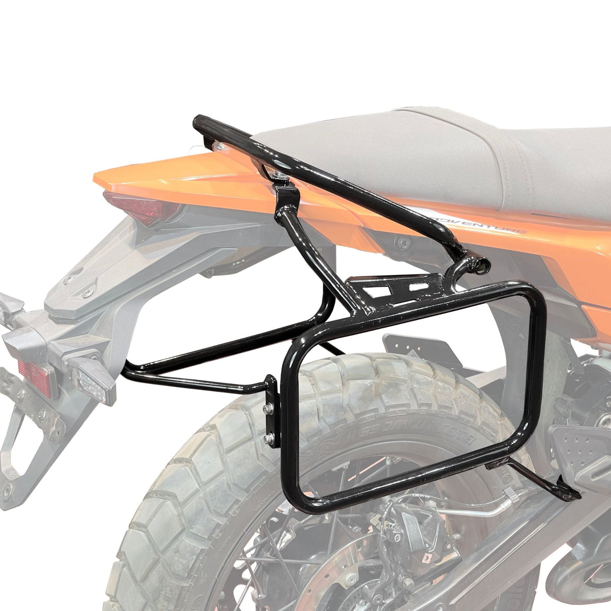 KTM 390 Adventure 2025 pannier mounting rails grab bar detail