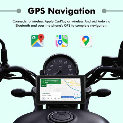 5 Inch Motorcycle Navigation Screen with Wireless Apple CarPlay & Android Auto – Quick Detachable GPS Display