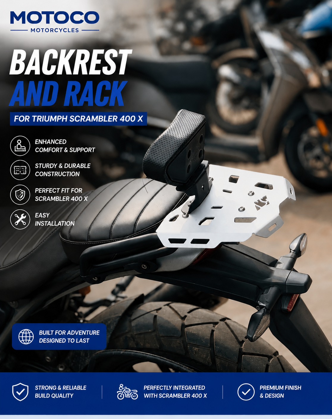 Aluminum Rear Rack for Triumph Speed 400 and Scrambler 400X