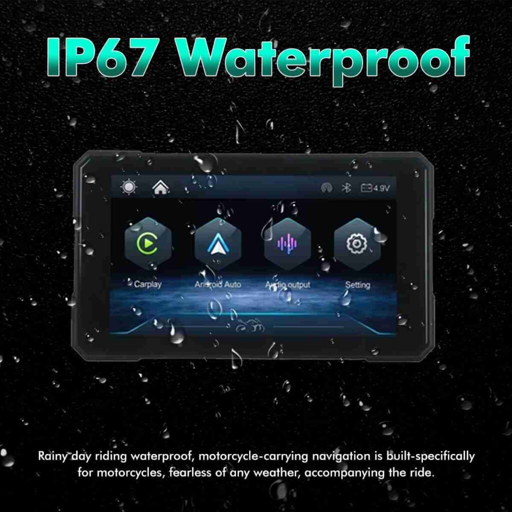 5 Inch Motorcycle Navigation Screen with Wireless Apple CarPlay & Android Auto – Quick Detachable GPS Display