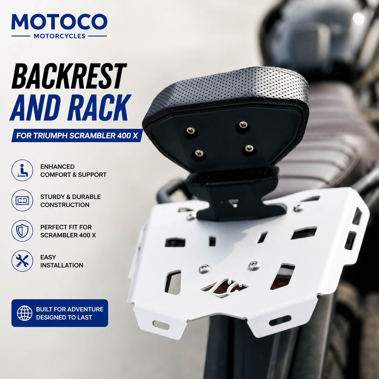 Aluminum Rear Rack for Triumph Speed 400 and Scrambler 400X