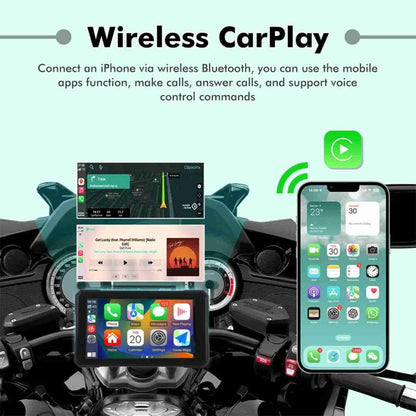 5 Inch Motorcycle Navigation Screen with Wireless Apple CarPlay & Android Auto – Quick Detachable GPS Display