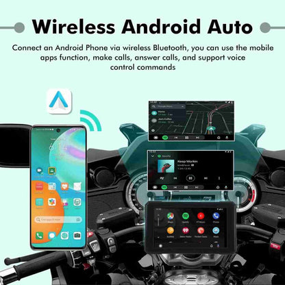 5 Inch Motorcycle Navigation Screen with Wireless Apple CarPlay & Android Auto – Quick Detachable GPS Display