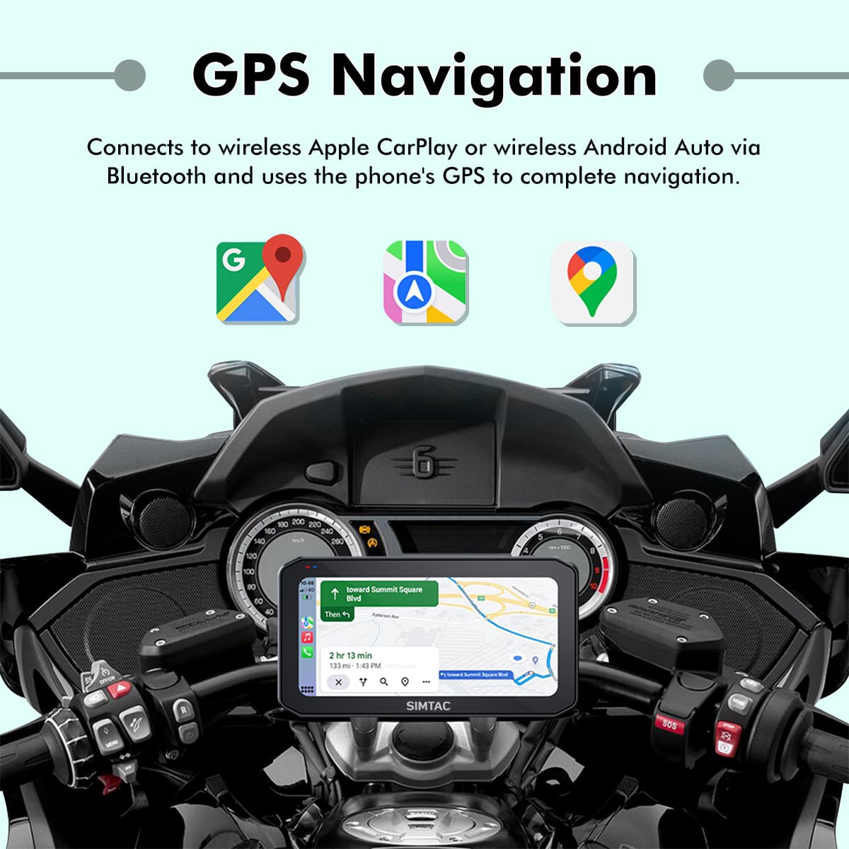Navigation Screen For Motorcycle Supports Apple Carplay & Android Auto