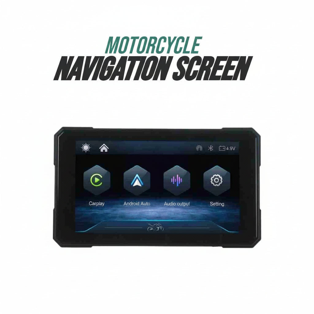 5 Inch Motorcycle Navigation Screen with Wireless Apple CarPlay & Android Auto – Quick Detachable GPS Display