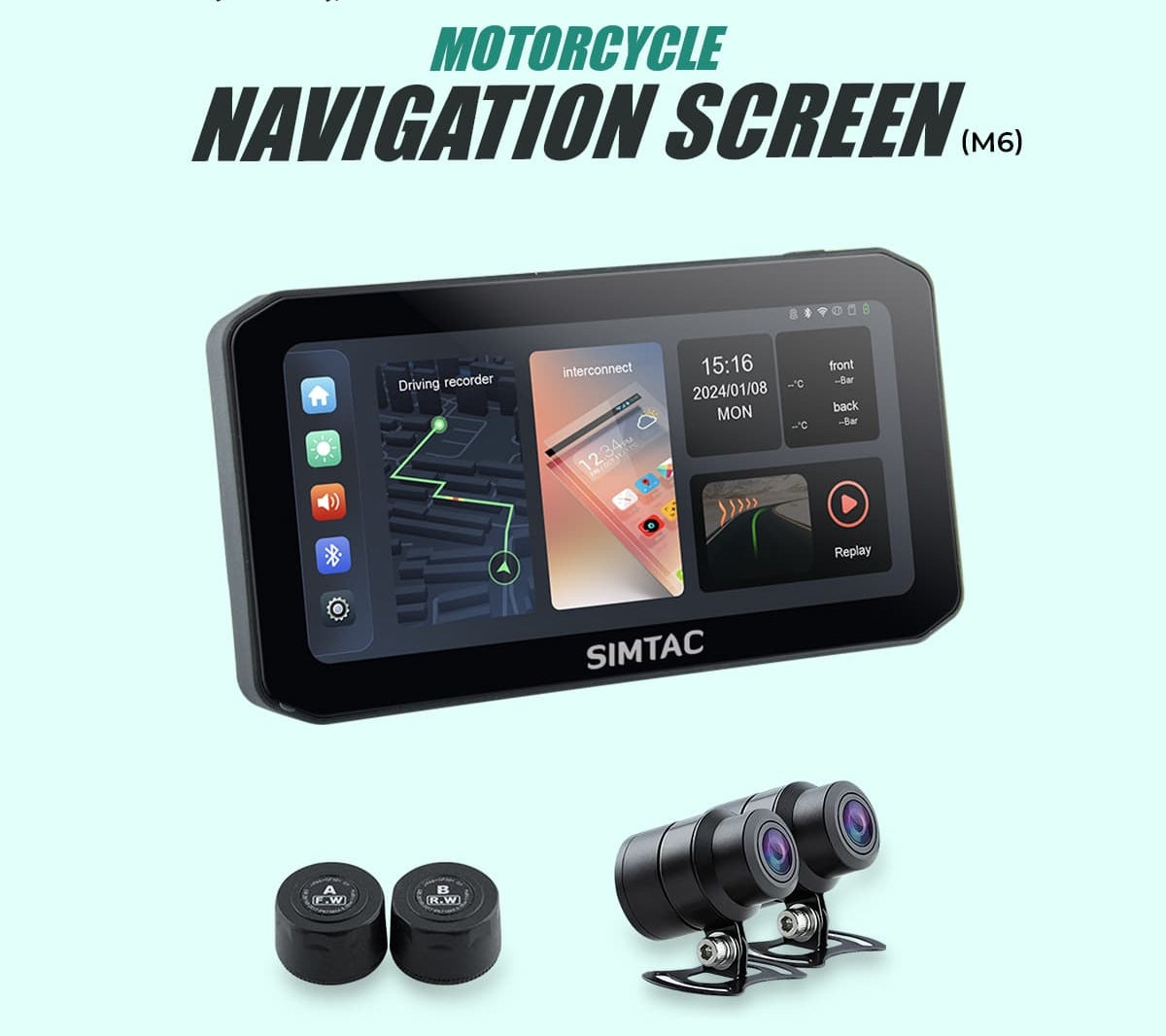 Navigation Screen For Motorcycle Supports Apple Carplay & Android Auto ...