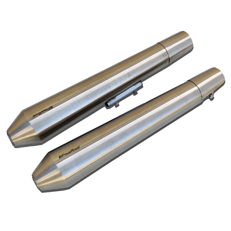 Long Brushed Steel Finish Powerage Exhausts Compatible For Interceptor 650 & Continental GT 650
