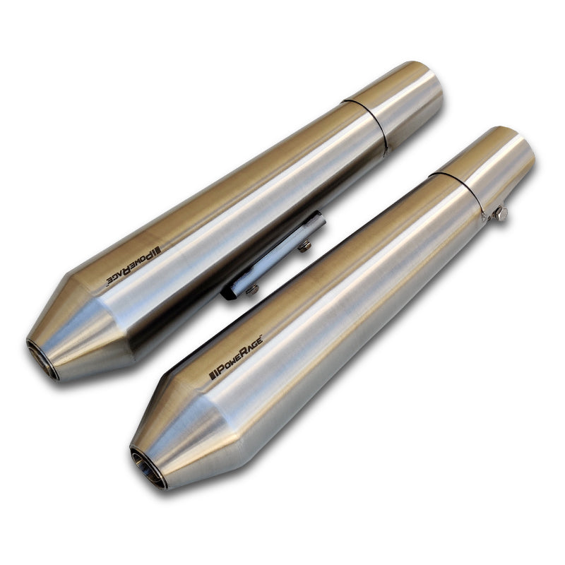 Short Brushed Steel Finish Powerage Exahusts Compatible For Interceptor 650 & Continental GT 650